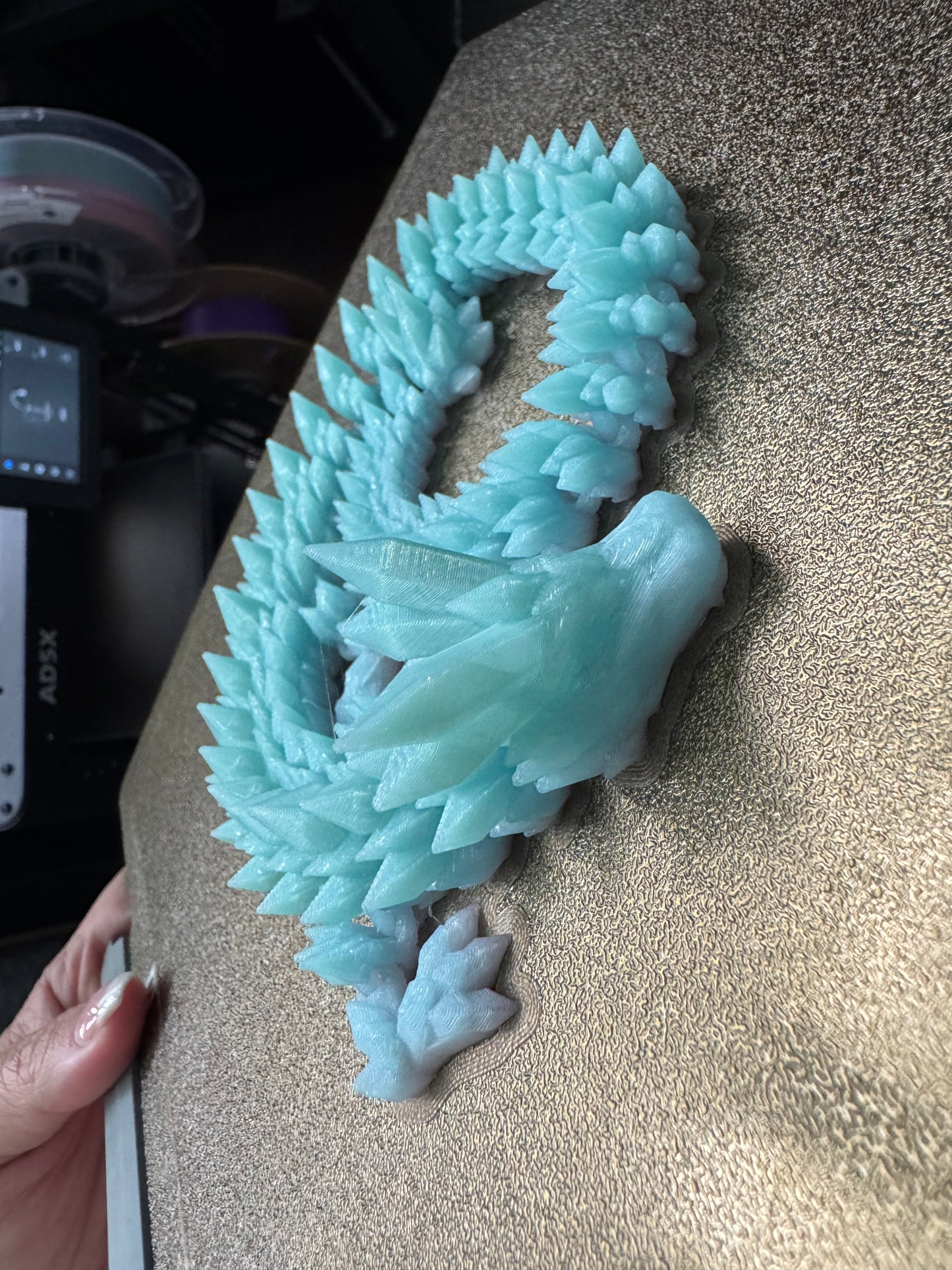 3D Printed Glow in the Dark Articulated Crystal Dragon – SOLID Color