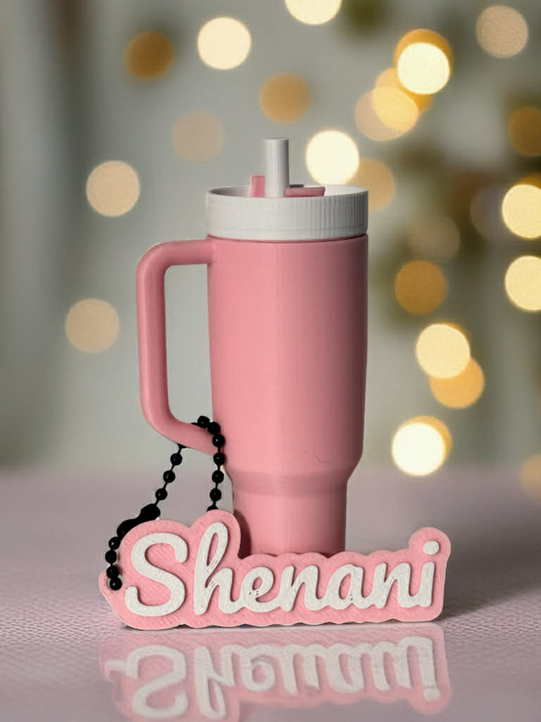 Mini Tumbler + Custom Name Keychain Bundle π 3D Printed Cutie Set