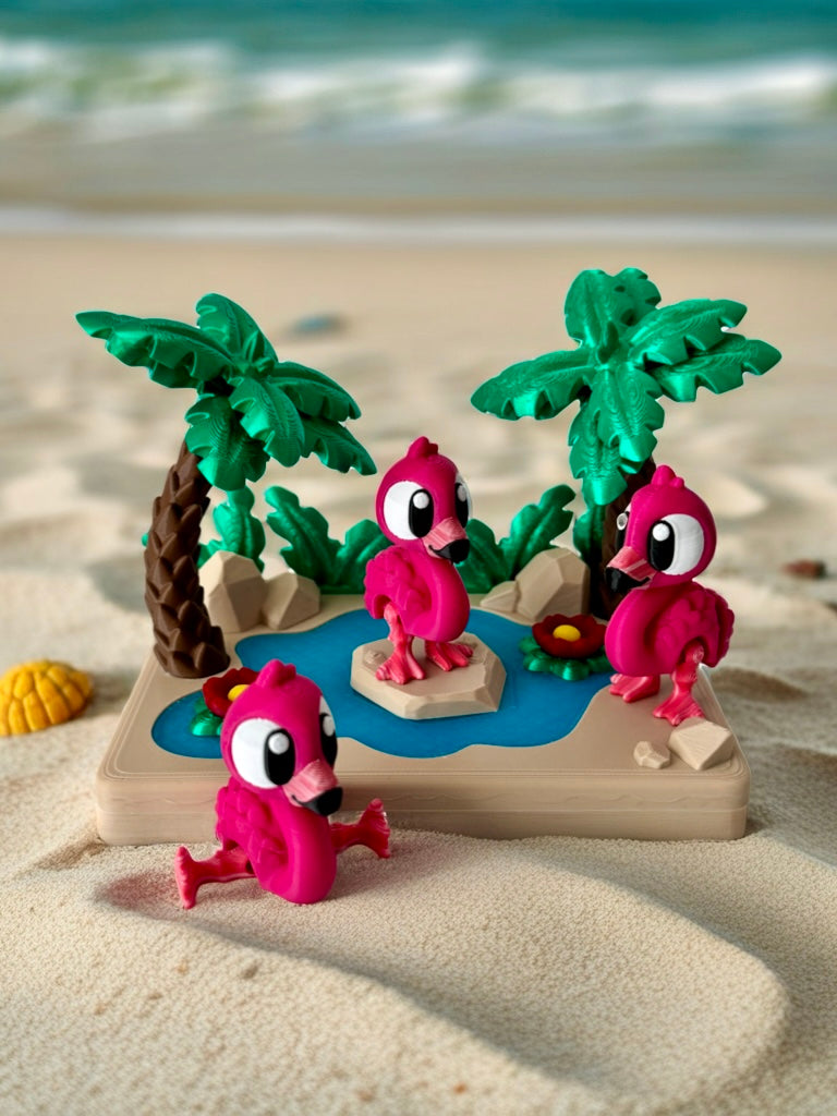 Tropical Flamingo Scene Set