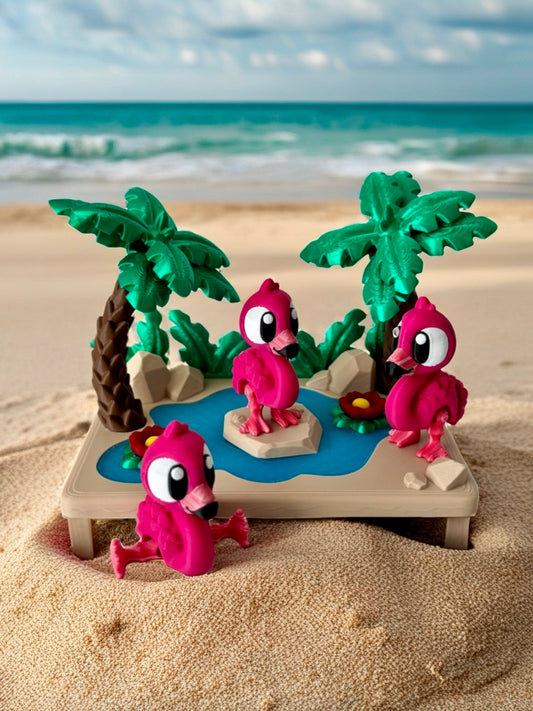 Tropical Flamingo Scene Set