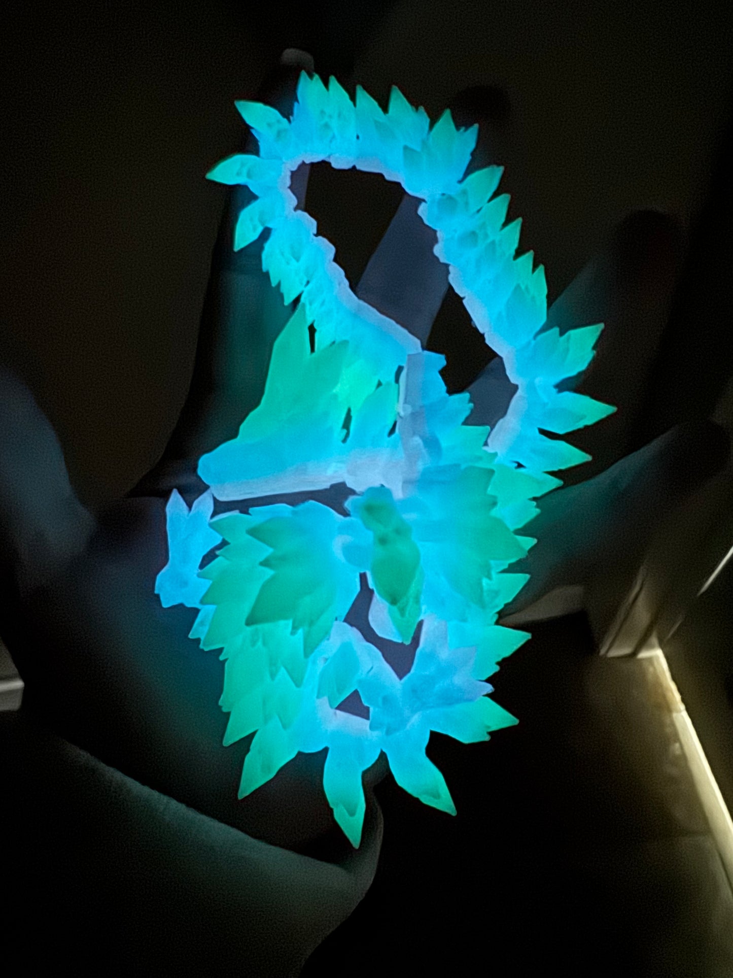 3D Printed Glow in the Dark Articulated Crystal Dragon – SOLID Color