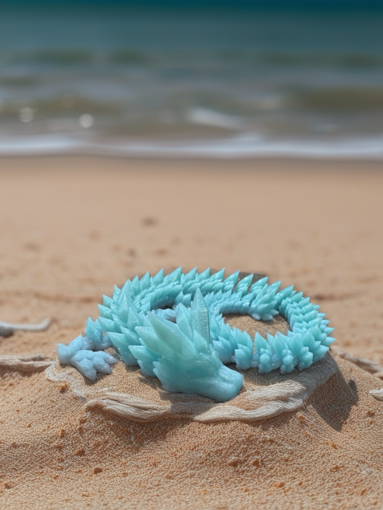 3D Printed Glow in the Dark Articulated Crystal Dragon – SOLID Color