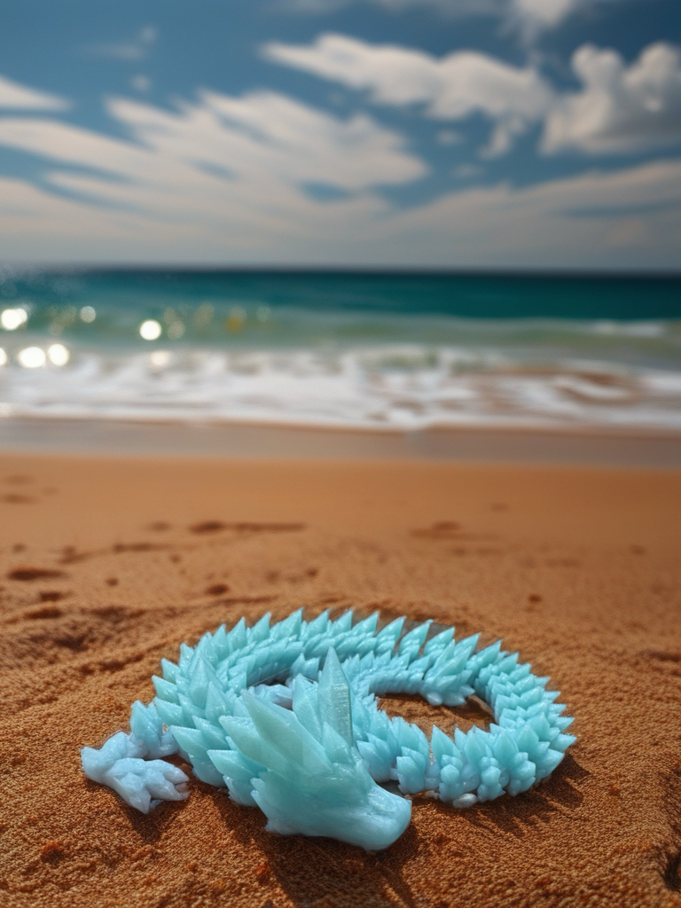 3D Printed Glow in the Dark Articulated Crystal Dragon – SOLID Color