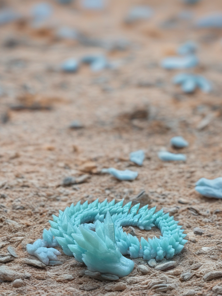 3D Printed Glow in the Dark Articulated Crystal Dragon – SOLID Color