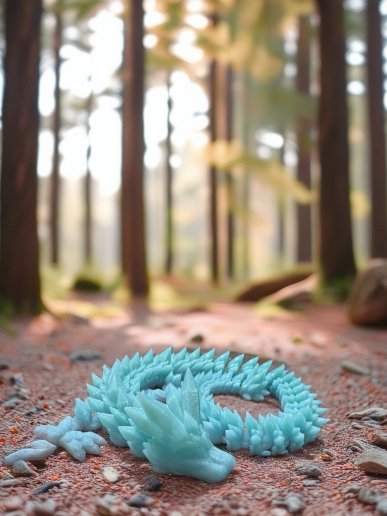 3D Printed Glow in the Dark Articulated Crystal Dragon – SOLID Color
