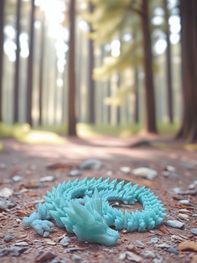 3D Printed Glow in the Dark Articulated Crystal Dragon – SOLID Color