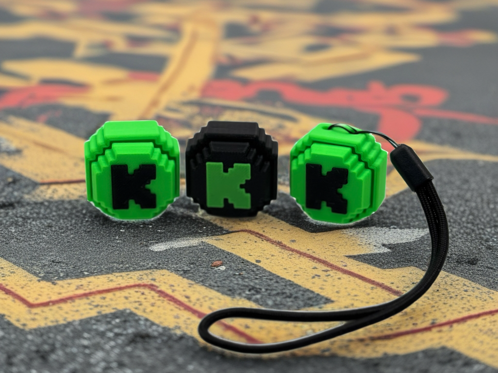 3D Printed Kick Logo Fidget Clicker – 3D Printed with Hand Wristlet