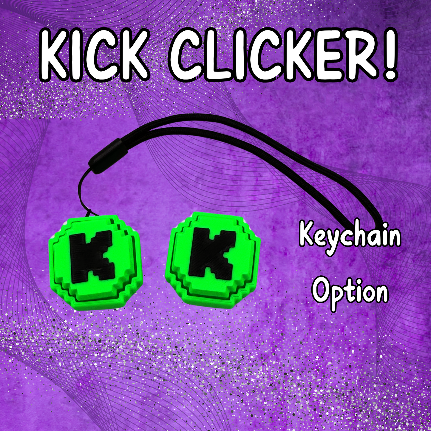 3D Printed Kick Logo Fidget Clicker – 3D Printed with Hand Wristlet